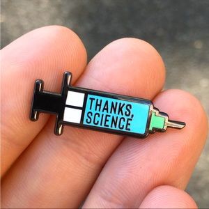 Thanks Science Silver Enamel Pin Vaccine Collectible NWT